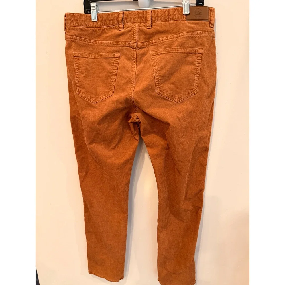 Peter Millar Mens MF22B29 Burnt Orange Corduroy 5-Pocket Straight Pants 36x32